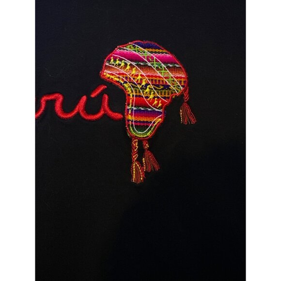 Peru Nazca Black T-Shirt With Colorful Embroidered Design Childrens Size 10 - Picture 5 of 11